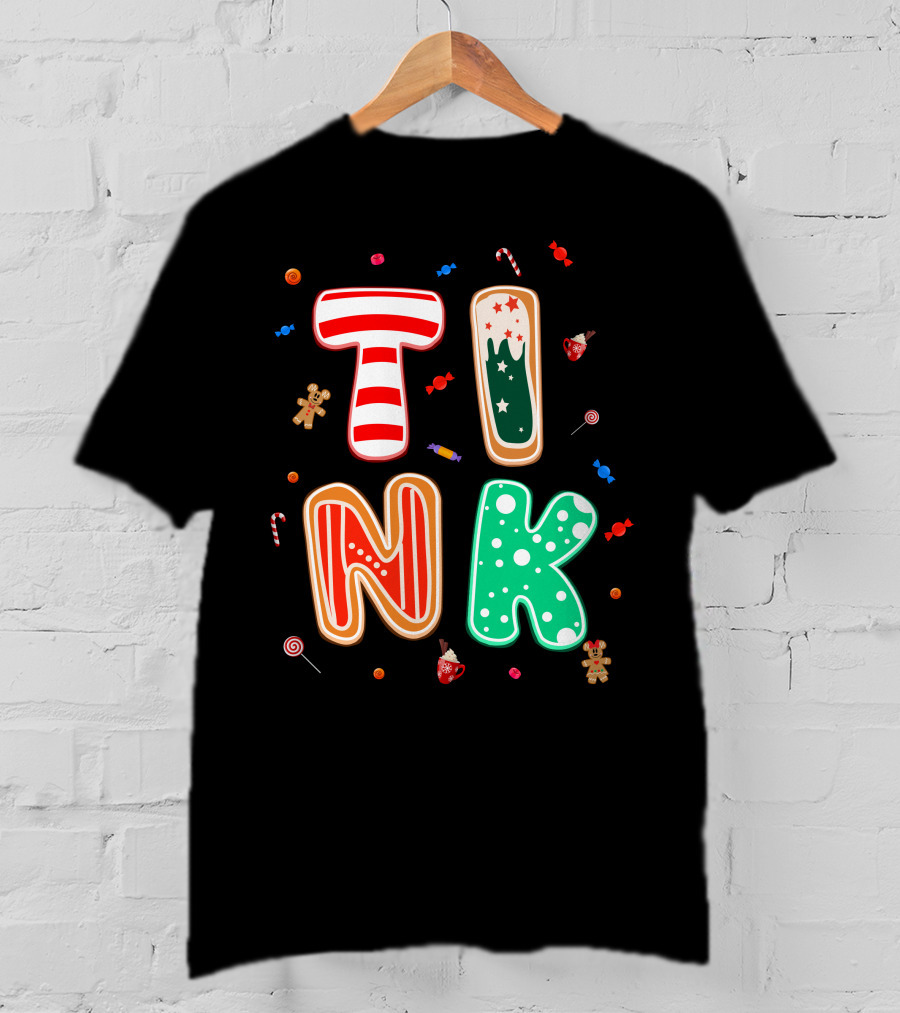 Tink Christmas Candy Gingerbread Holiday Letters T-Shirt