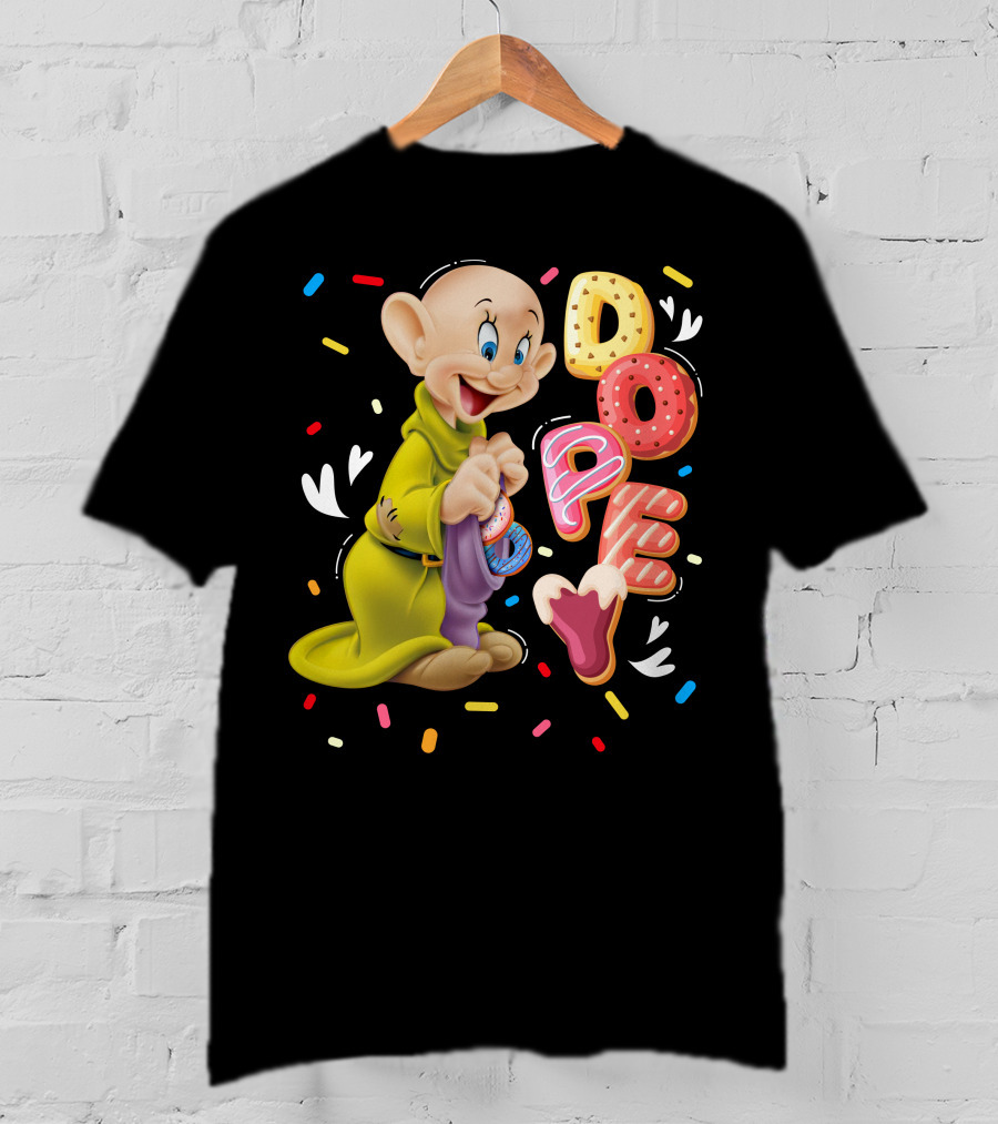 Dopey Disney Character With Colorful Donut Sprinkle Letters T-Shirt