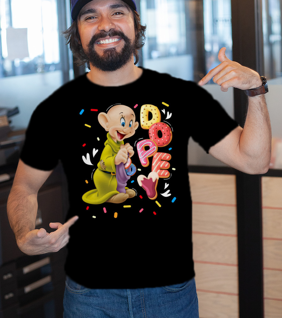 Dopey Disney Character With Colorful Donut Sprinkle Letters T-Shirt