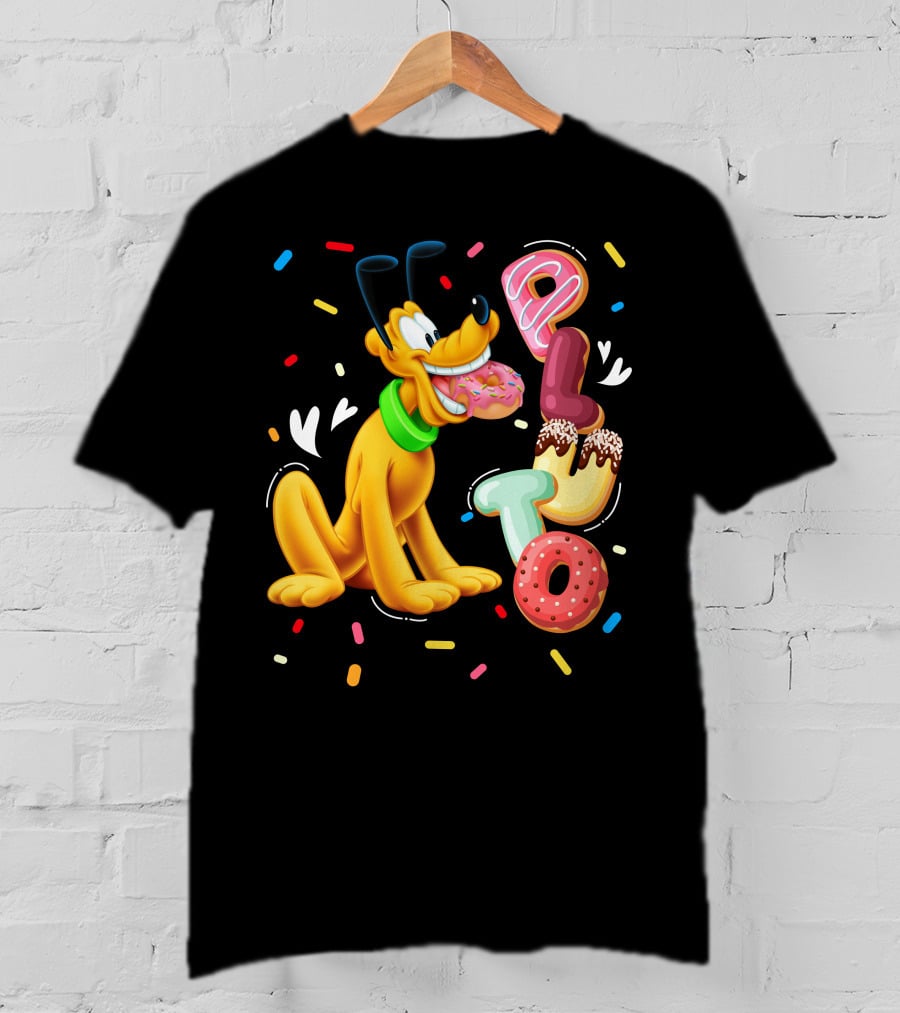 Pluto Donut Letters Colorful Confetti Celebration T-Shirt