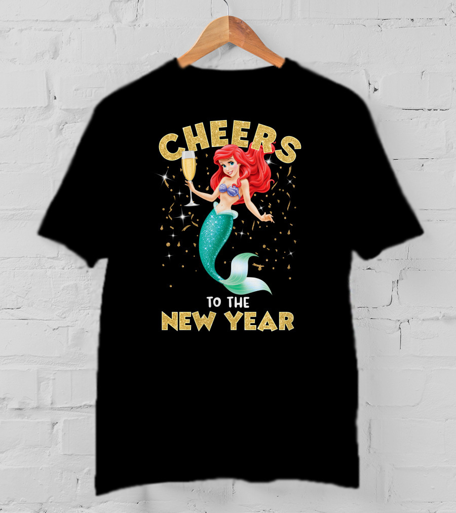 Cheers To The New Year Champagne Mermaid Celebration T-Shirt