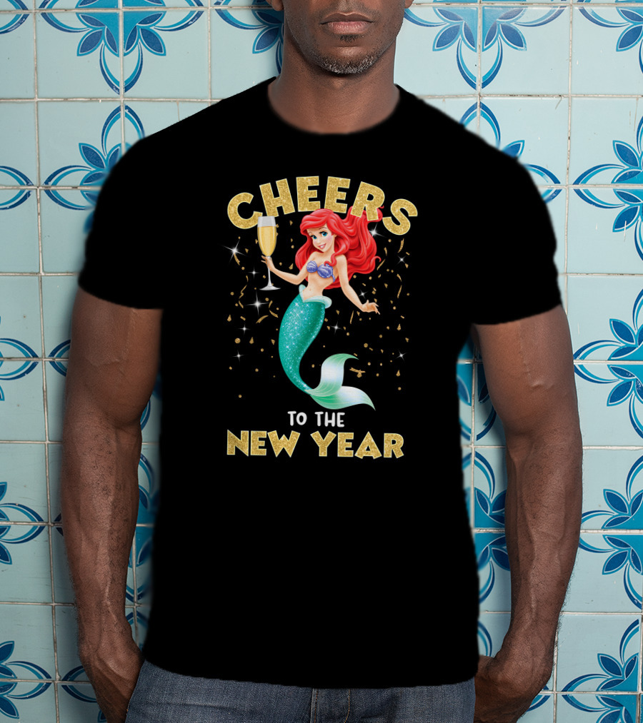 Cheers To The New Year Champagne Mermaid Celebration T-Shirt