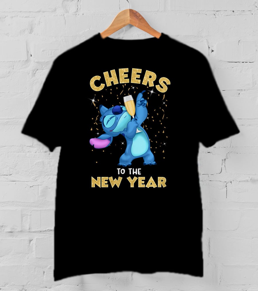 Cheers To The New Year Stitch Champagne Celebration T-Shirt