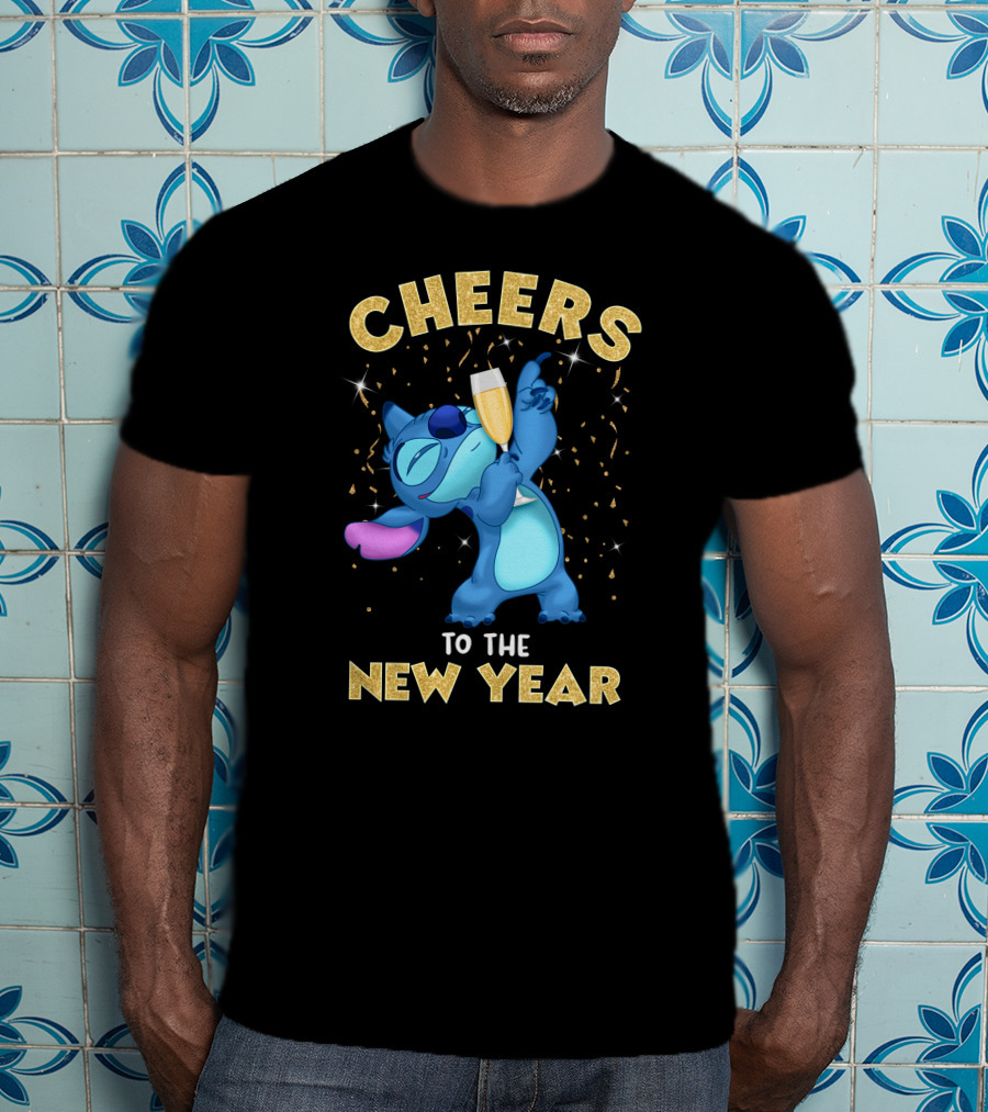 Cheers To The New Year Stitch Champagne Celebration T-Shirt