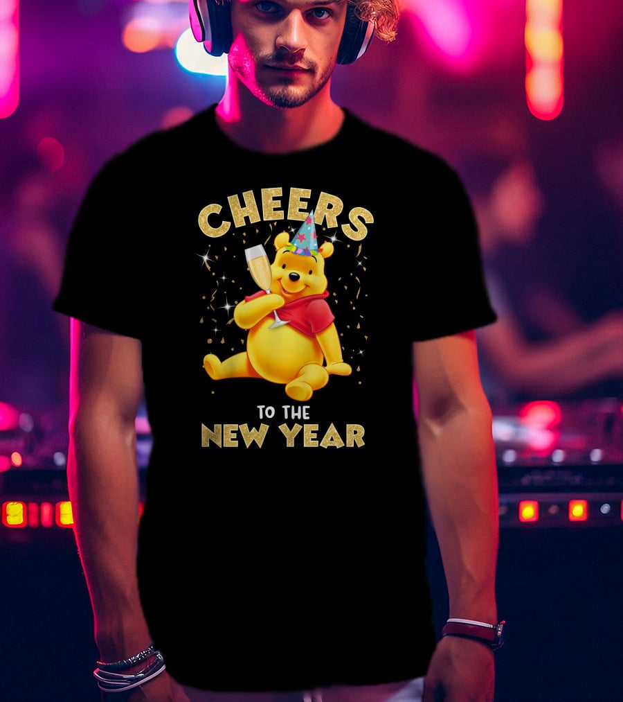 Cheers To The New Year Pooh Party Hat Champagne Celebration T-Shirt