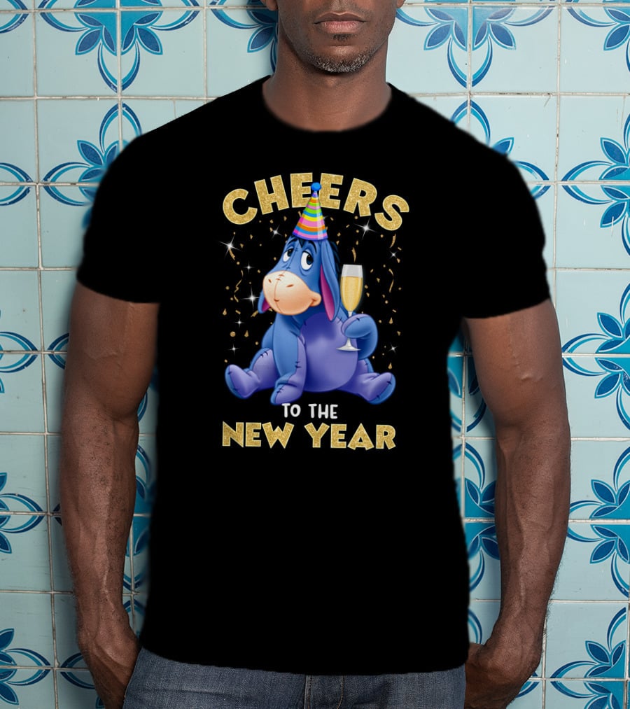 Cheers To The New Year Eeyore Party Hat Champagne Confetti Celebration T-Shirt