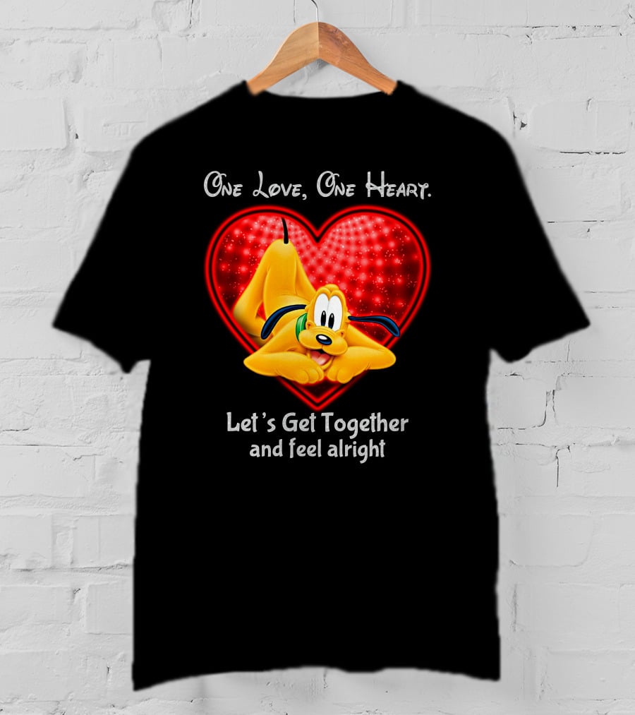 One Love One Heart Let's Get Together And Feel Alright Pluto Love T-Shirt