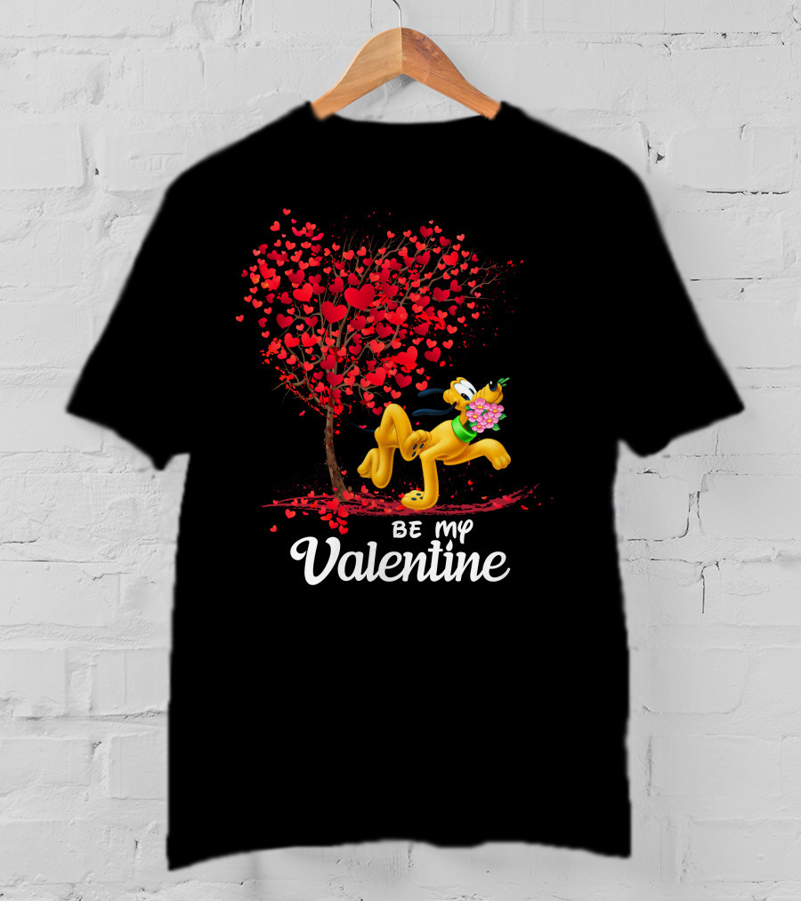Pluto Be My Valentine Heart Tree Flowers T-Shirt