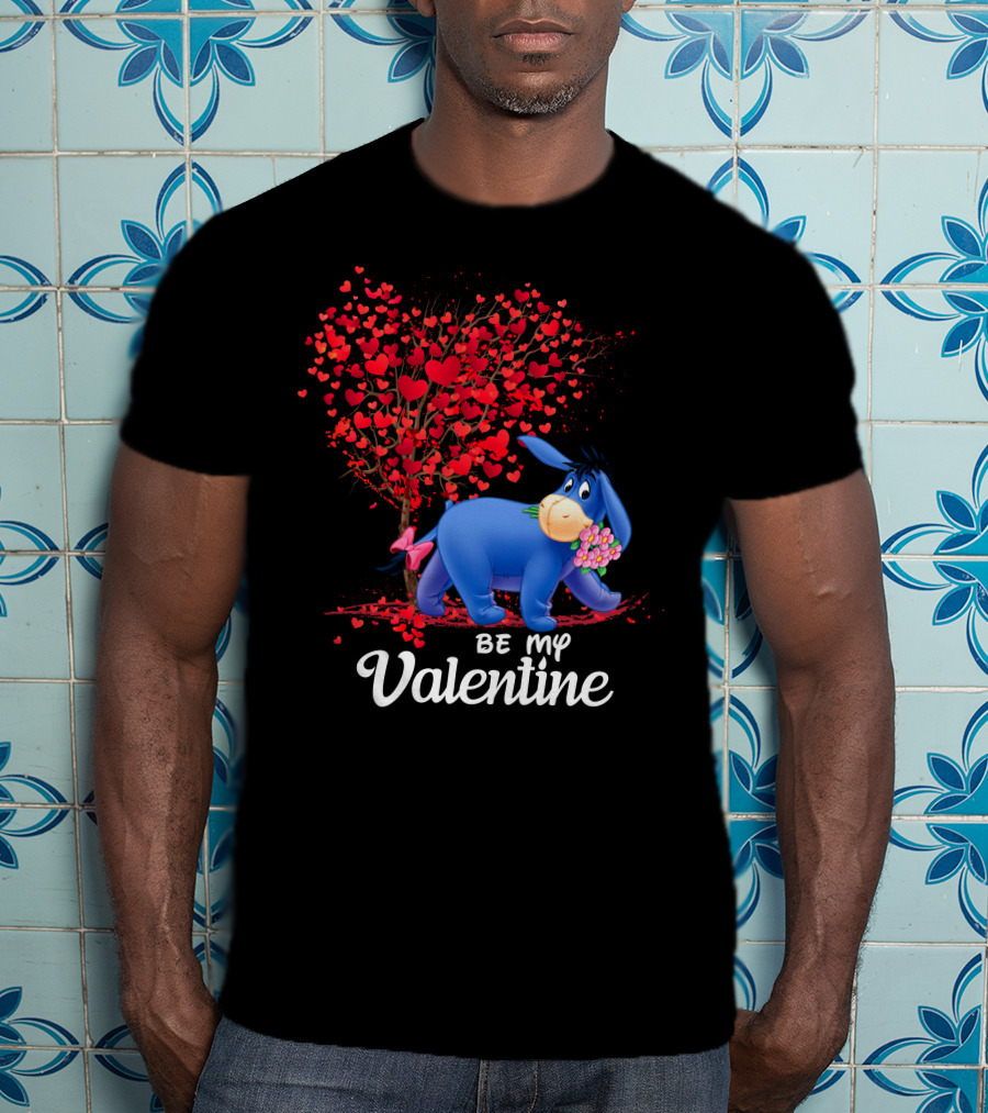 Be My Valentine Eeyore Heart Tree Flowers T-Shirt