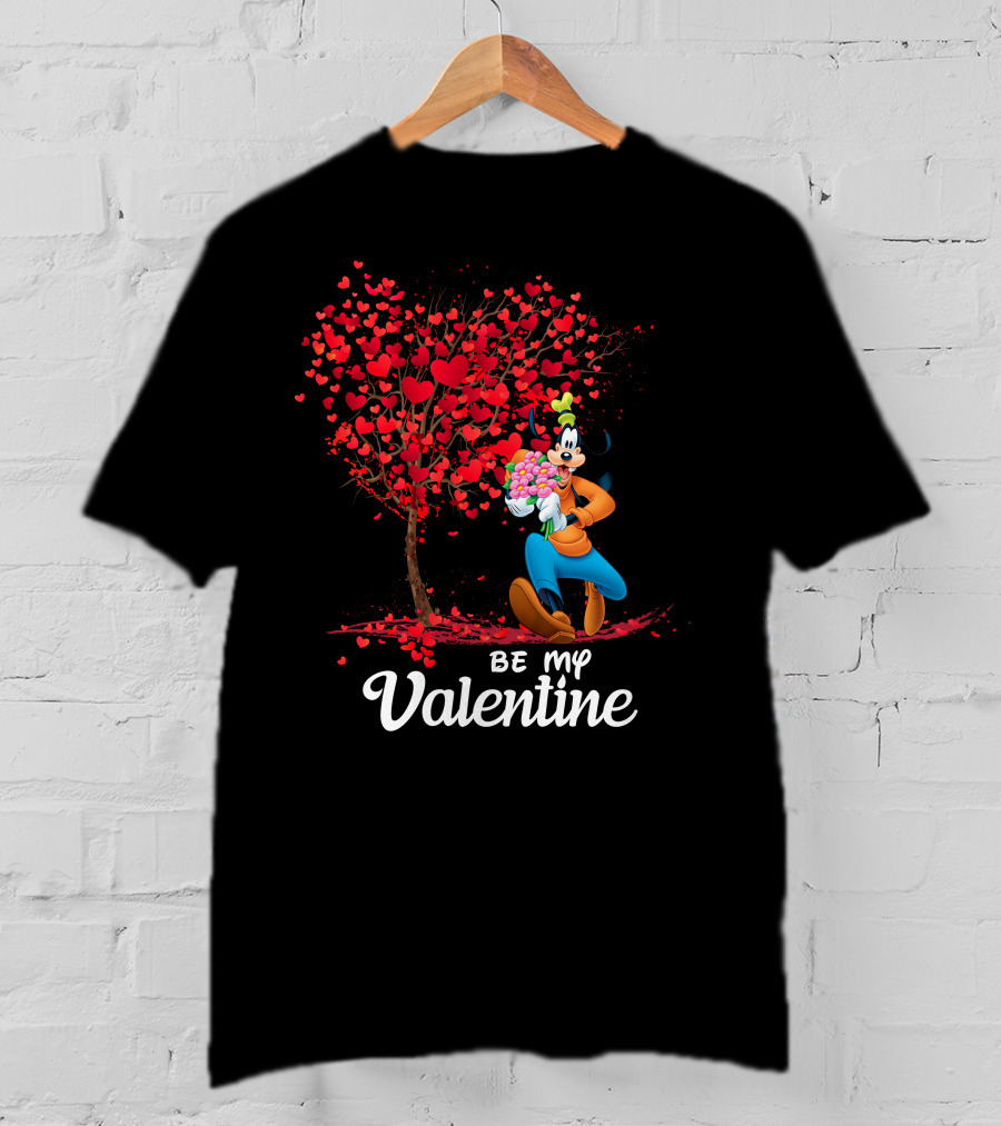Goofy Be My Valentine With Heart And Tree T-Shirt