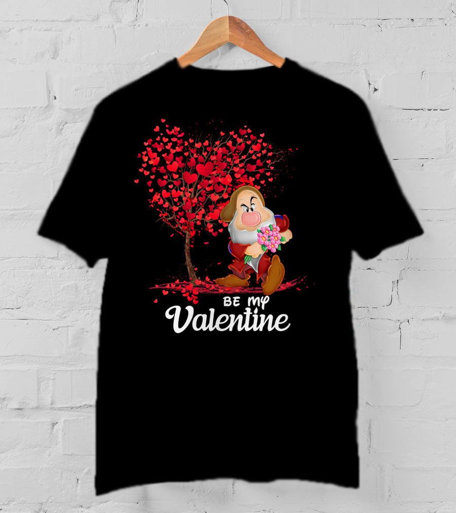 Grumpy Holding Flowers Be My Valentine With Heart Tree T-Shirt