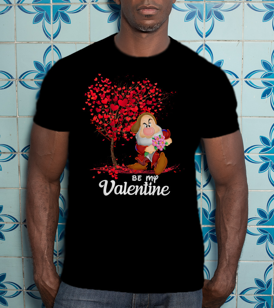 Grumpy Holding Flowers Be My Valentine With Heart Tree T-Shirt
