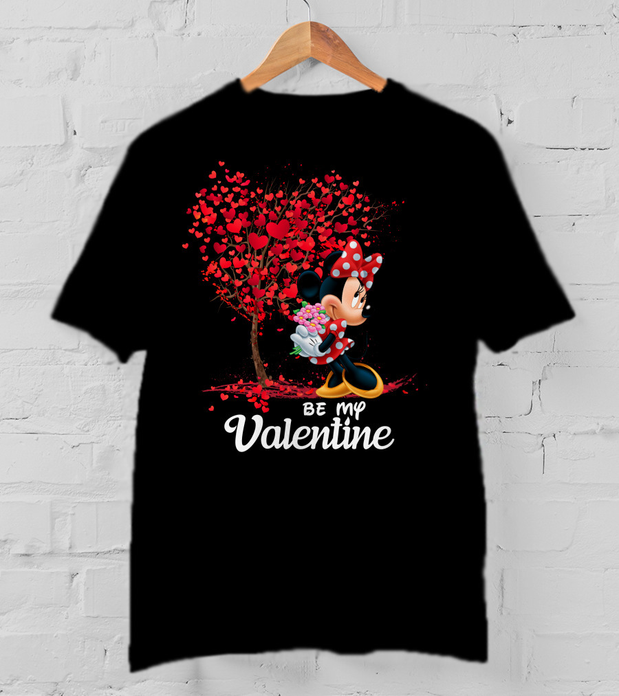 Minnie Be My Valentine Heart Tree With Flowers T-Shirt