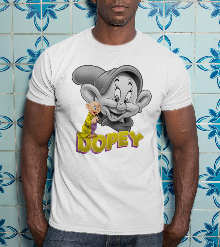 Dopey Disney Character With Cartoon Classic Style T-Shirt