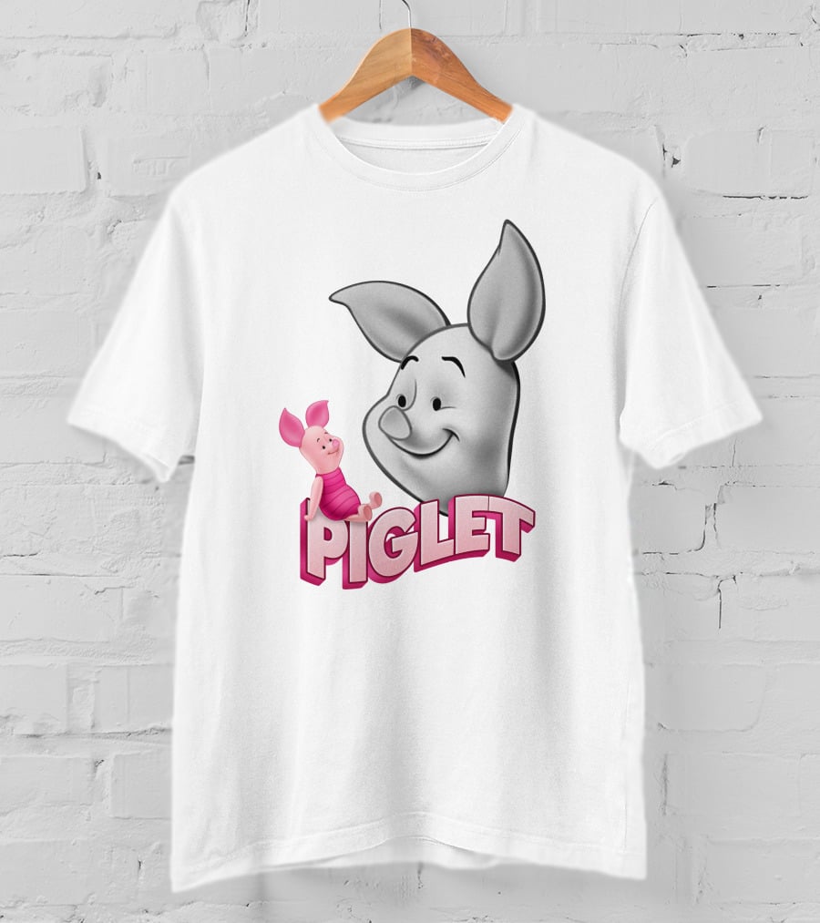 Piglet 3D Cartoon Character Design With Smiling Face And Big Ears T-Shirt