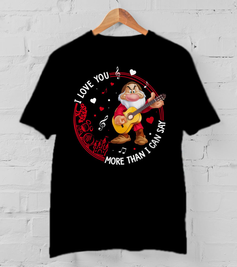 I Love You More Than I Can Say Grumpy Guitar Disney Valentine's Day T-Shirt