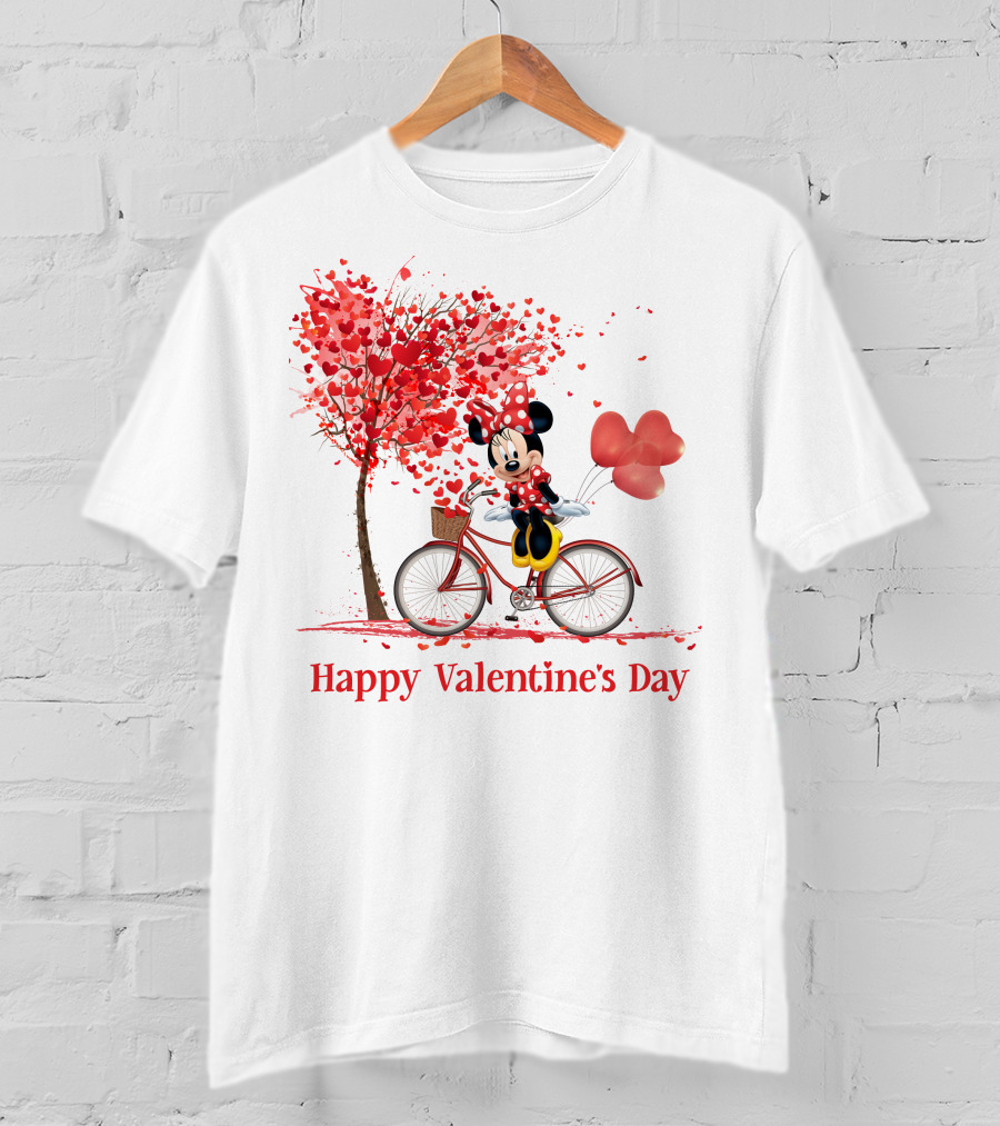 Happy Valentine's Day MN Valentine Bicycle Balloons Hearts Tree T-Shirt