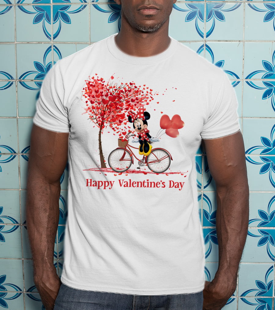 Happy Valentine's Day MN Valentine Bicycle Balloons Hearts Tree T-Shirt
