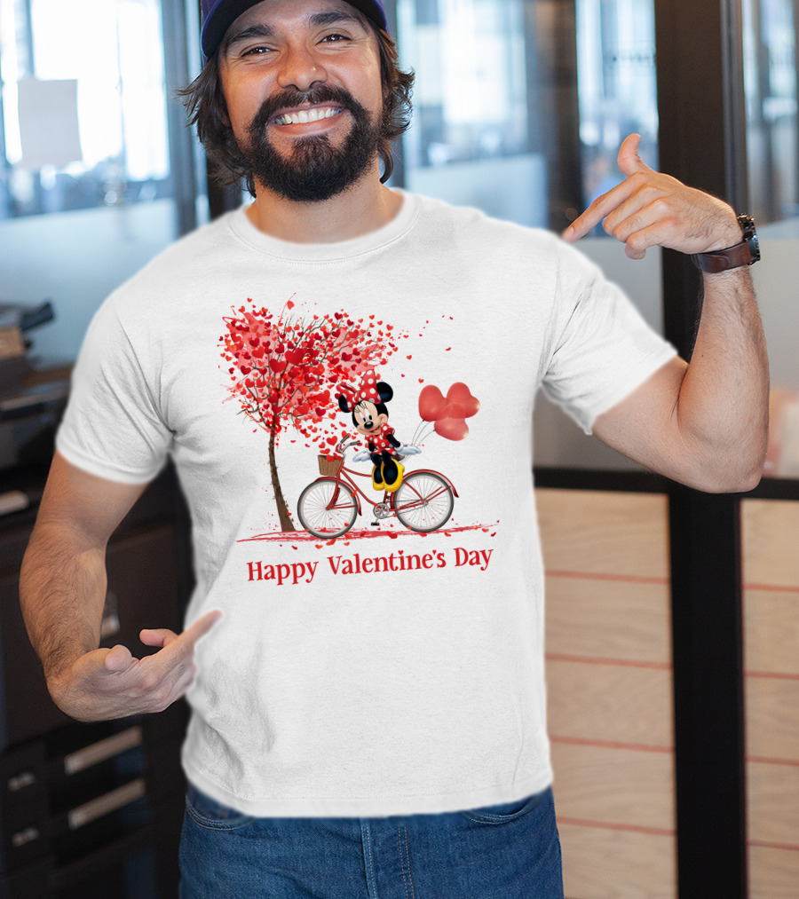 Happy Valentine's Day MN Valentine Bicycle Balloons Hearts Tree T-Shirt
