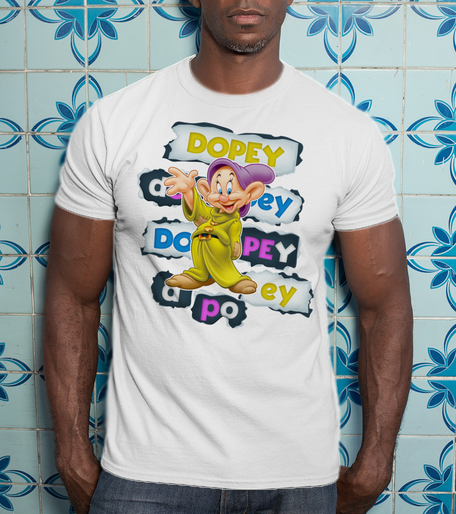 Dopey Iconic Character Playful Design With Text Variations And Classic Outfit T-Shirt