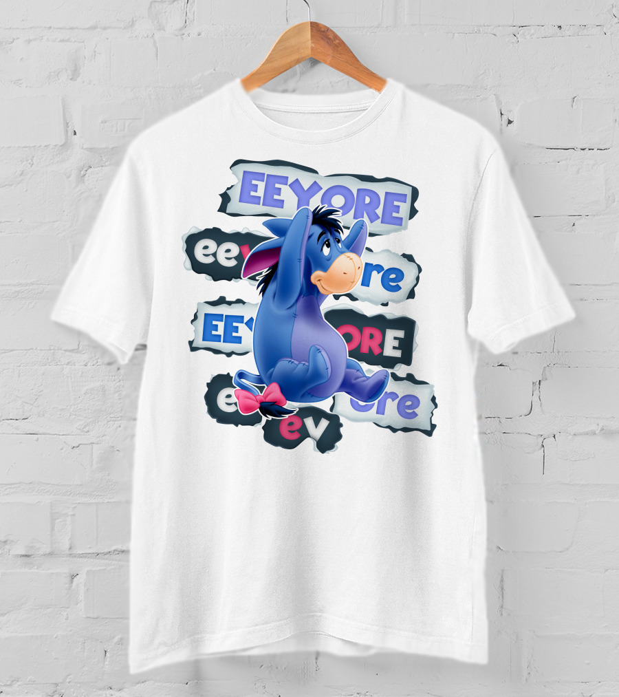 Eeyore Multiple Fonts And Colors Character Collage T-Shirt