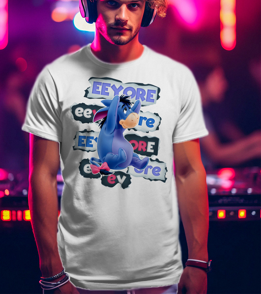 Eeyore Multiple Fonts And Colors Character Collage T-Shirt