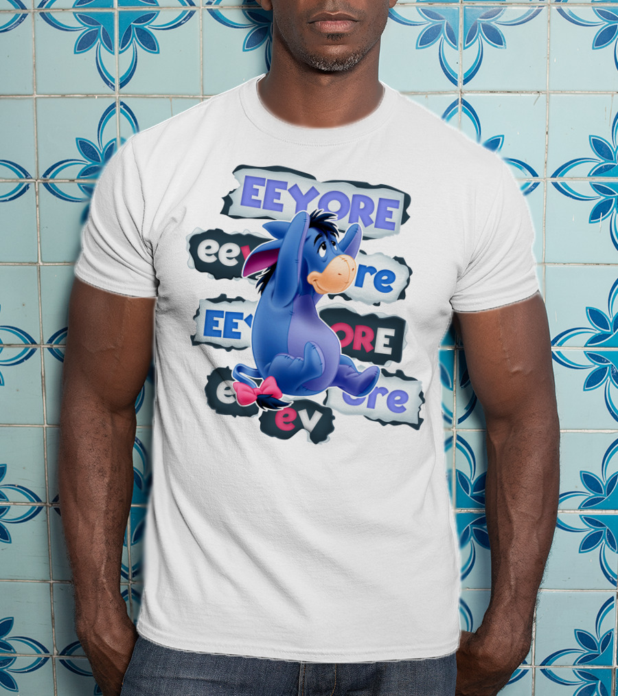 Eeyore Multiple Fonts And Colors Character Collage T-Shirt