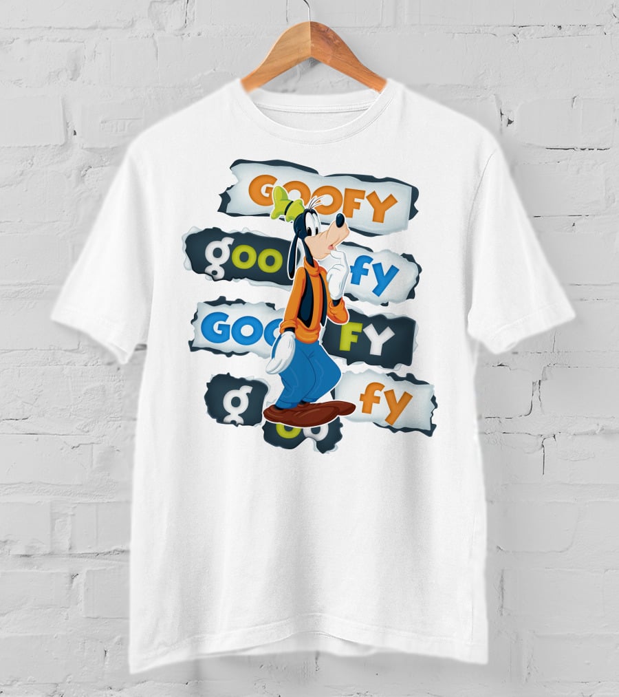 Goofy Disney Character With Multiple Text Styles T-Shirt