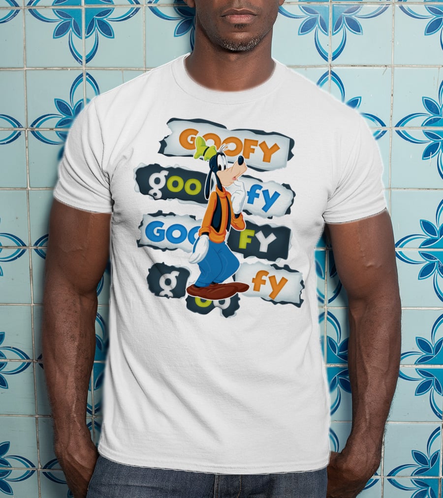 Goofy Disney Character With Multiple Text Styles T-Shirt