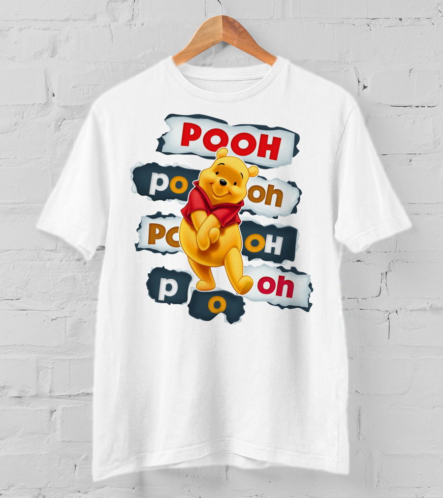 Pooh Winnie The Pooh Sticker Style Jumbo Print T-Shirt