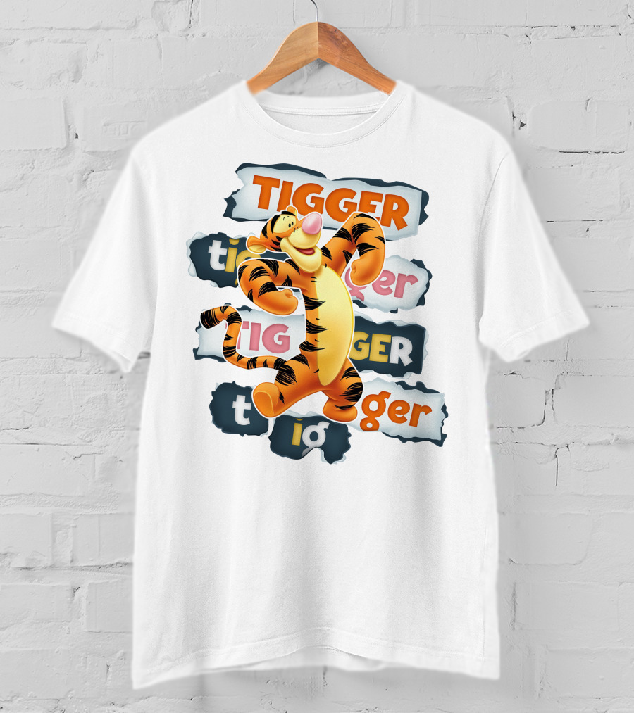 Tigger Colorful Energetic Poses And Text Styles T-Shirt
