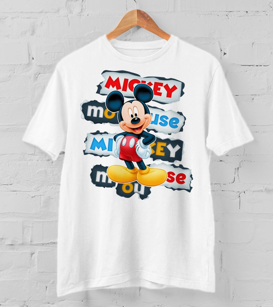 Mickey Mouse Classic Cartoon Character Artwork T-Shirt