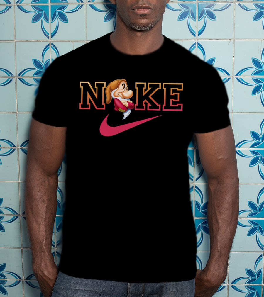 Grumpy Noke Nike Parody With Iconic Character And Swoosh T-Shirt