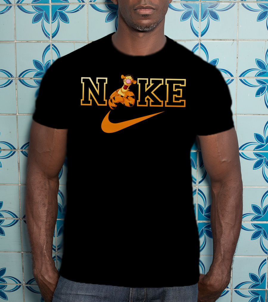 Tigger Jumping Through Nike Logo With Swoosh T-Shirt