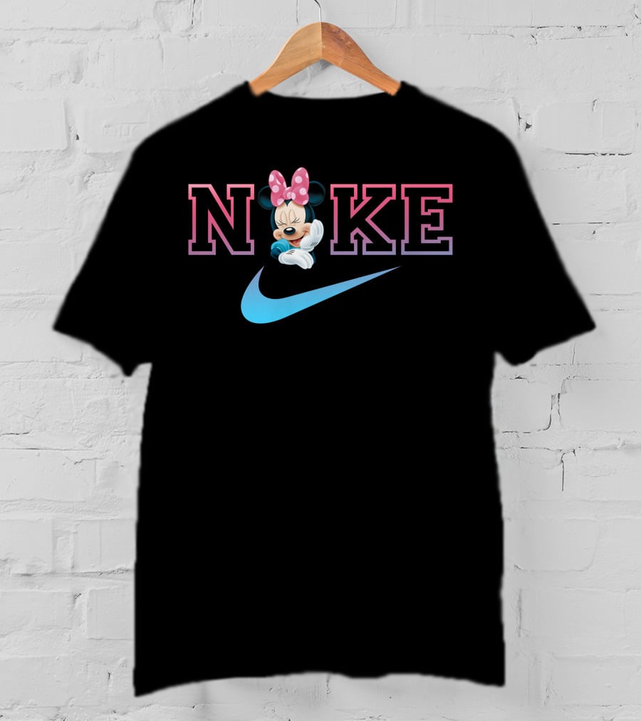 Minnie Nike Logo With Swoosh And Pink Bow T-Shirt