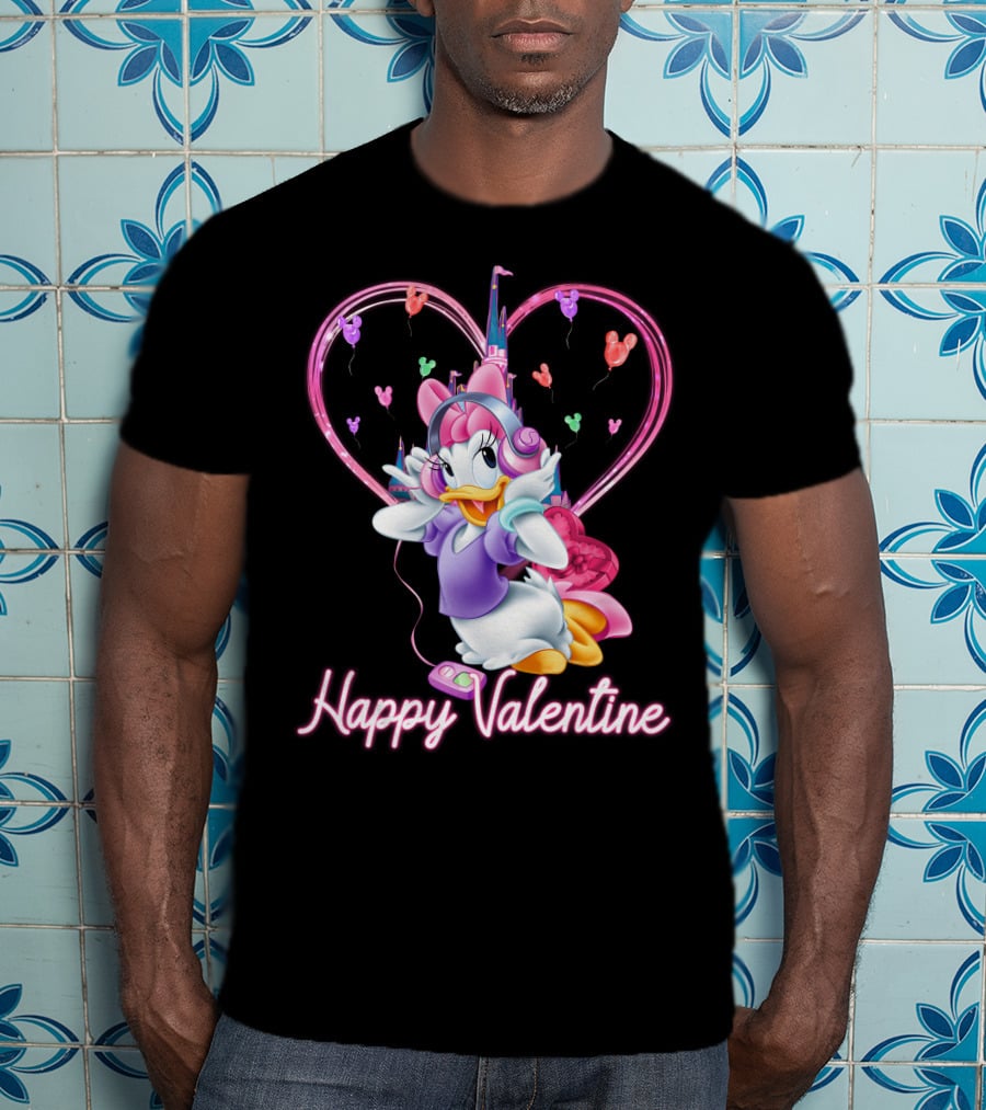 Daisy Duck Happy Valentine Balloons Castle Headphones T-Shirt