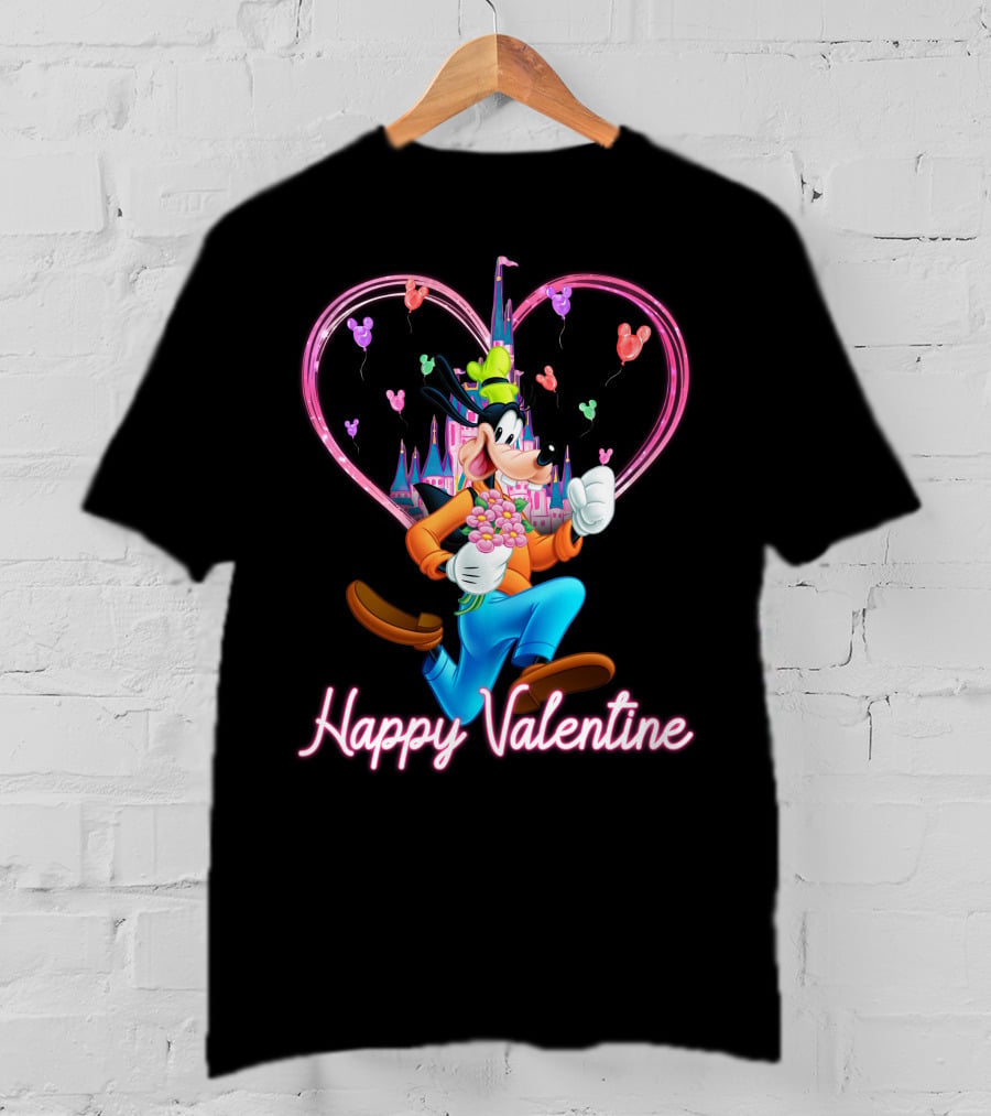 Goofy Happy Valentine Castle Balloons Bouquet T-Shirt