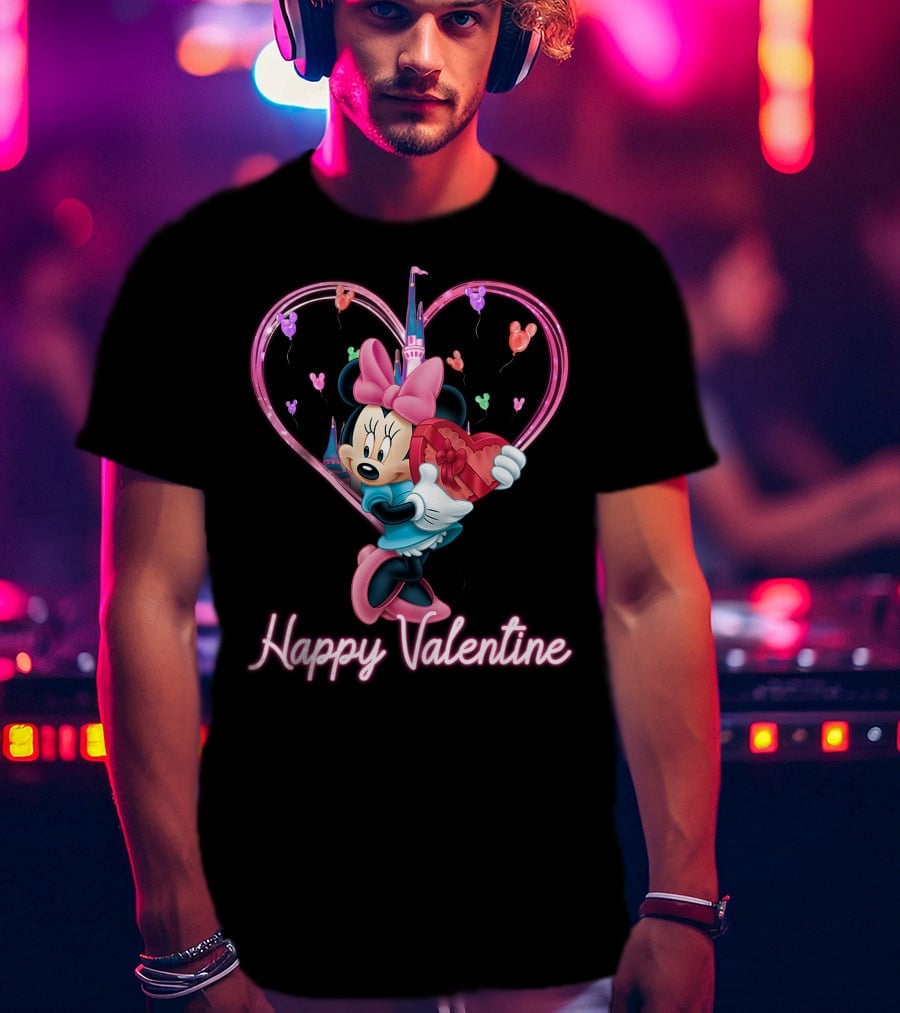 Happy Valentine Minnie Mouse Heart Balloons T-Shirt