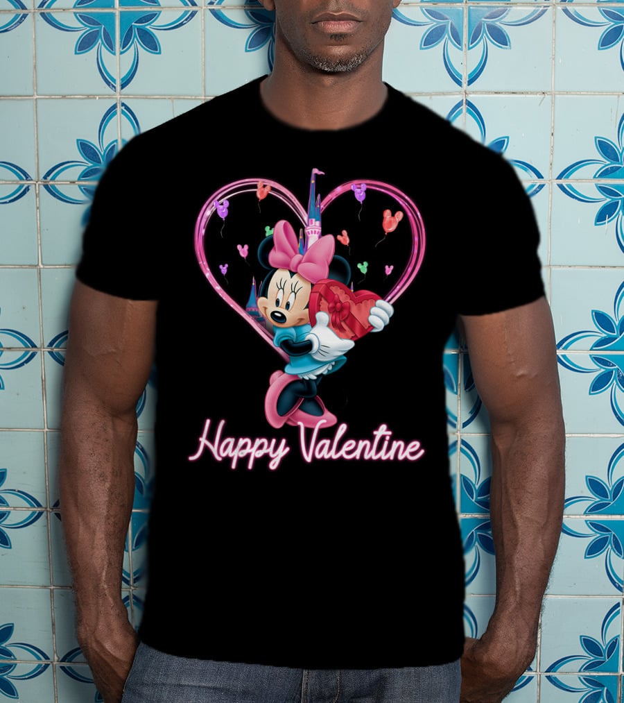 Happy Valentine Minnie Mouse Heart Balloons T-Shirt