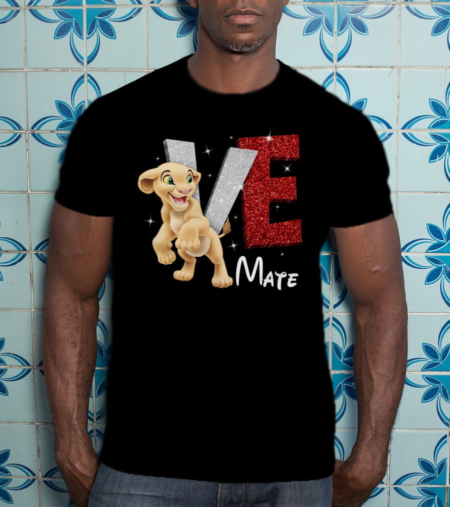 Love Mate Nala Sparkling Red And Silver Letters T-Shirt
