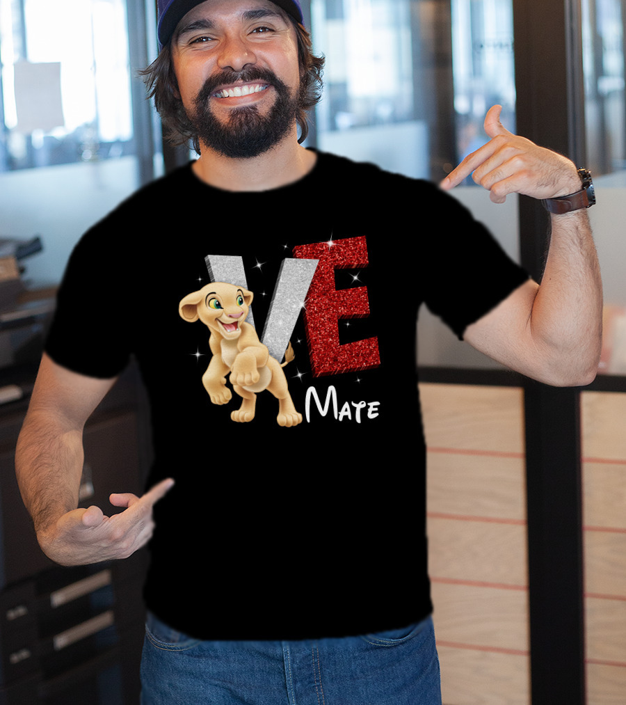 Love Mate Nala Sparkling Red And Silver Letters T-Shirt