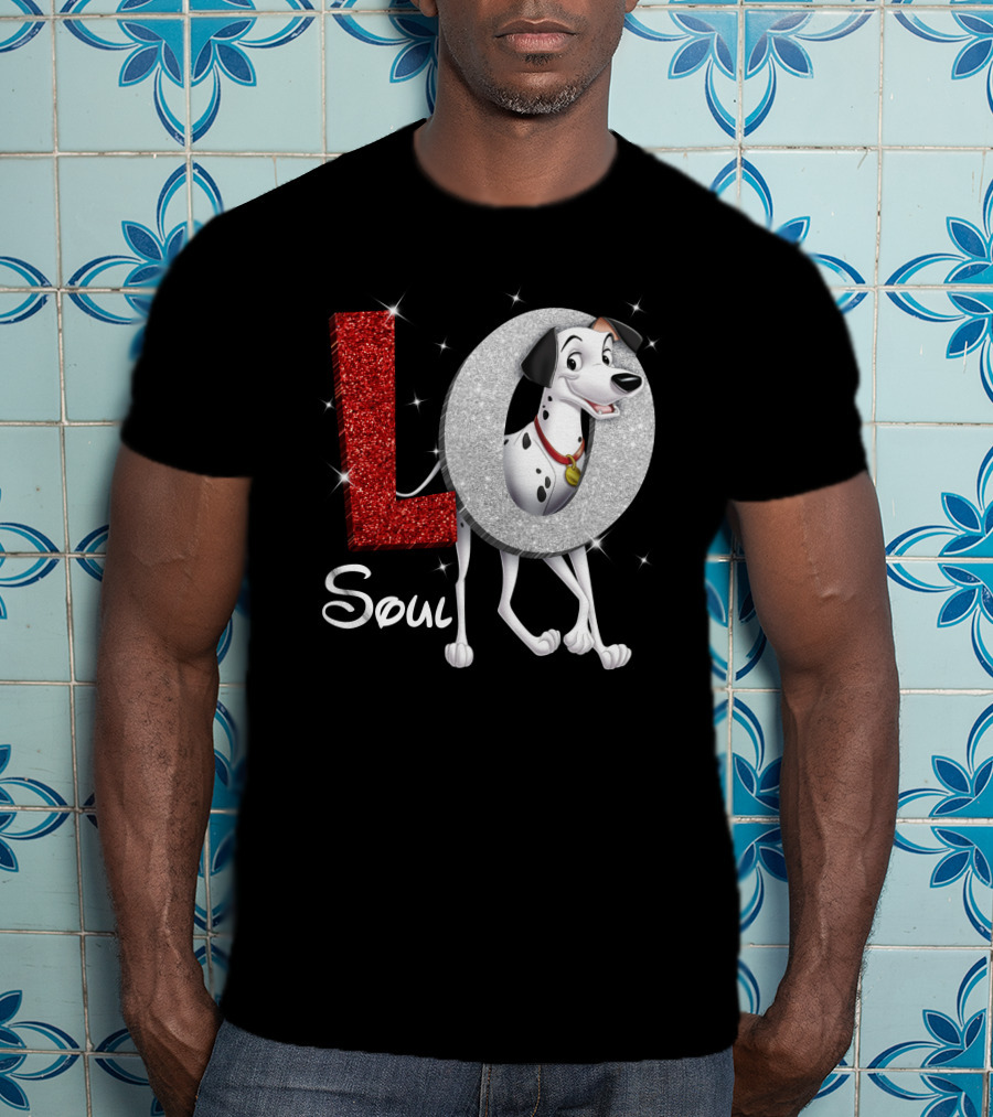 Pongo Soul Love With Glittery Red And Silver Letters T-Shirt