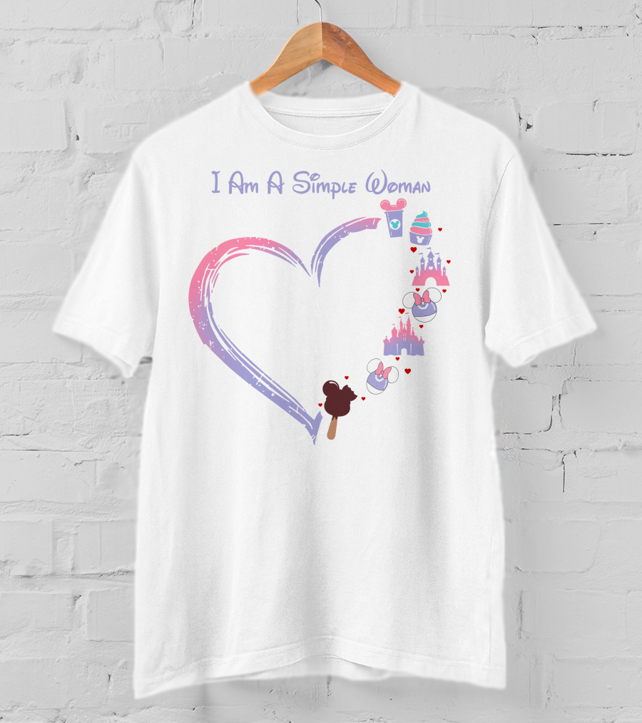 I Am A Simple Woman Heart Coffee Castle Mickey Ears T-Shirt