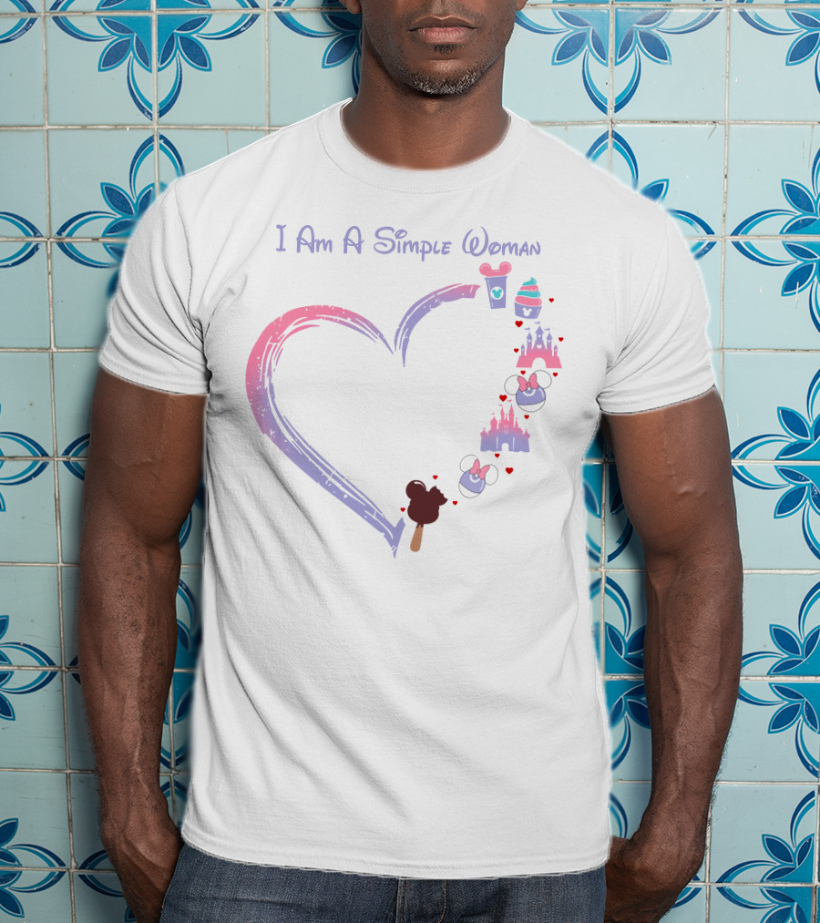 I Am A Simple Woman Heart Coffee Castle Mickey Ears T-Shirt