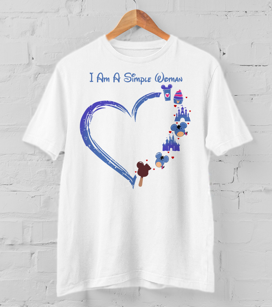 I Am A Simple Woman Mickey Castle Ice Cream Minnie Ears T-Shirt