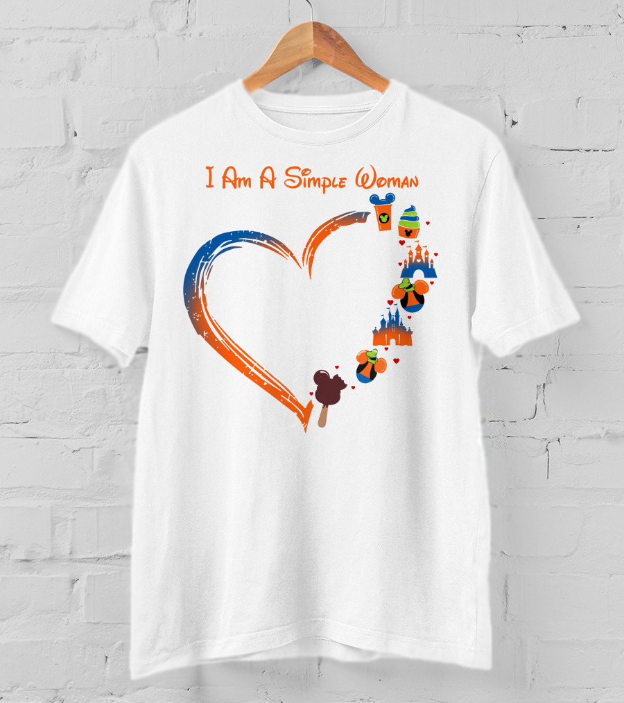 I Am A Simple Woman Heart Mickey Ice Cream Castle Minnie Ears T-Shirt