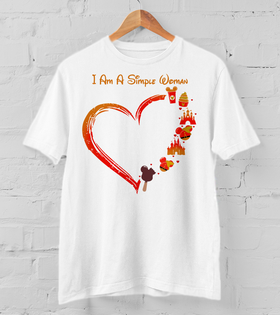 I Am A Simple Woman Heart Castle Ice Cream Disney Icons T-Shirt