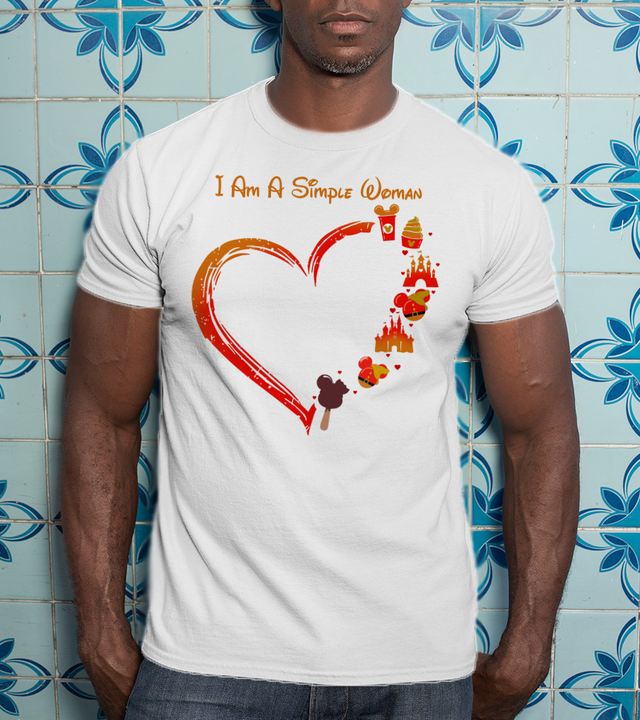 I Am A Simple Woman Heart Castle Ice Cream Disney Icons T-Shirt