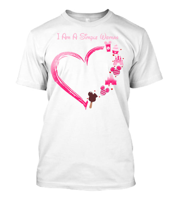 I Am A Simple Woman Heart With Ice Cream And Castle T-Shirt