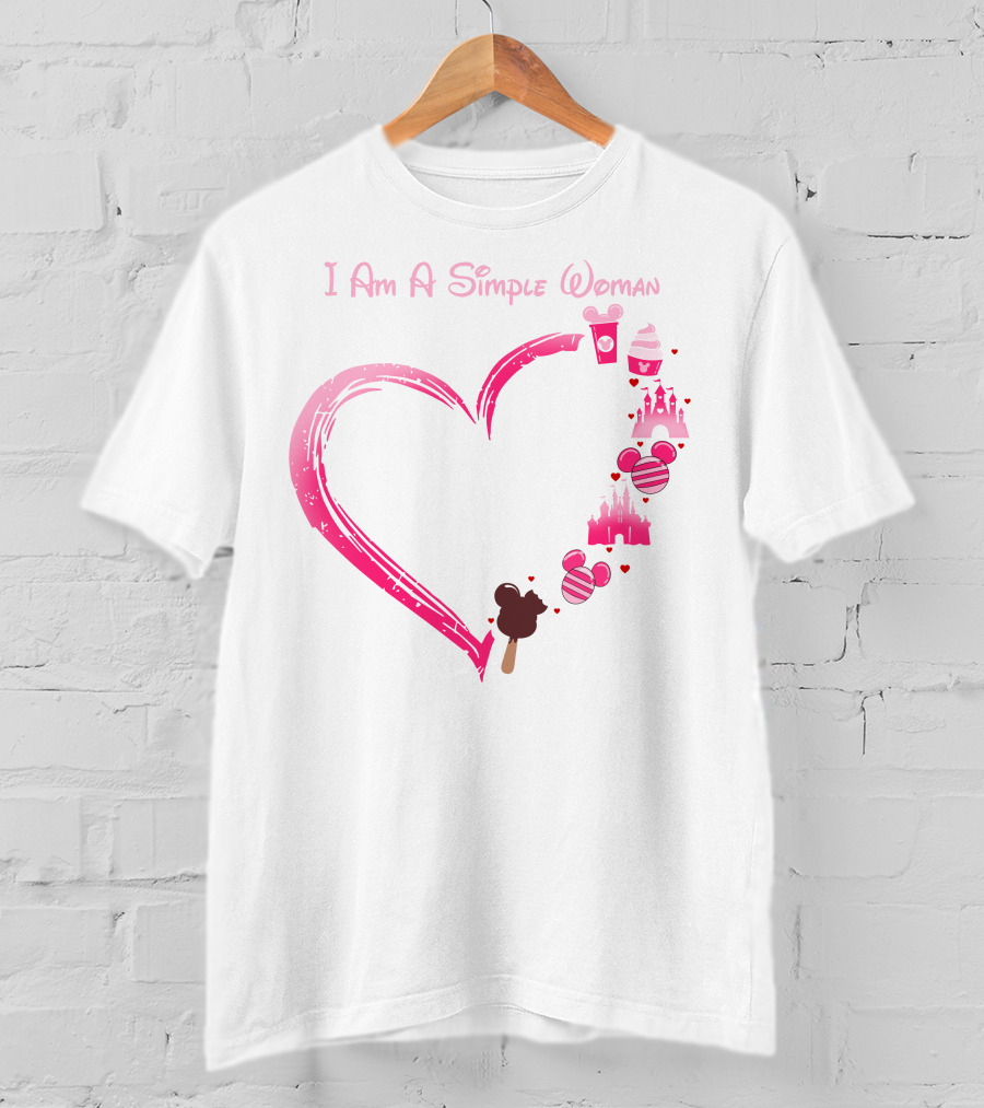 I Am A Simple Woman Heart With Ice Cream And Castle T-Shirt